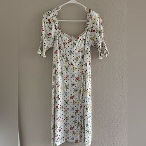 Floral Puff Sleeve Midi Dress